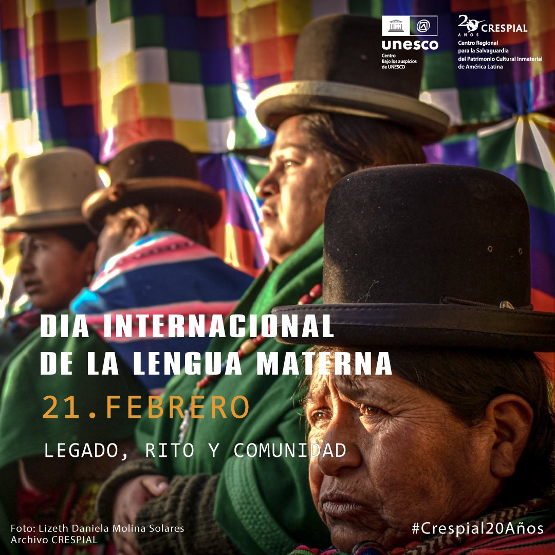 #21Febrero  #Crespial20Años #PCI
Las lenguas maternas transmiten historia, conocimientos y formas de ver el mundo. Desde el CRESPIAL reafirmamos nuestro compromiso con su salvaguardia como pilar fundamental del Patrimonio Cultural Inmaterial y de la diversidad cultural.