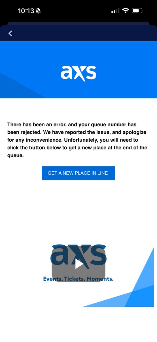 mrscombs913's tweet photo. Hey @axs - this has happened to me twice in two days trying to get tickets. I understand glitches happen but two days in a row? Please get this fixed! https://t.co/qq53ijRq4x