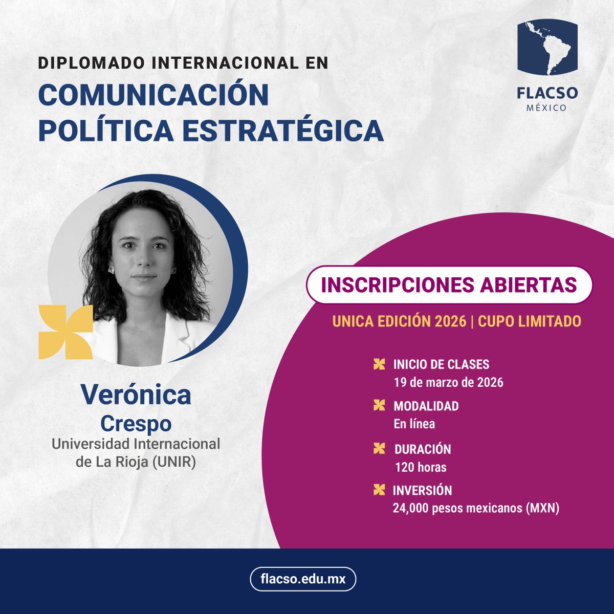 FlacsoMx's tweet photo. Efectos de la comunicación, construcción de narrativas, gestión en contextos de incertidumbre política y análisis de la polarización en redes sociales.
En el #DICPE estudiarás estos fenómenos con enfoque analítico y acompañamiento de una planta docente con trayectoria nacional e internacional.
Últimos días para inscribirte:
🔗 https://t.co/tf5tVB0Rcn