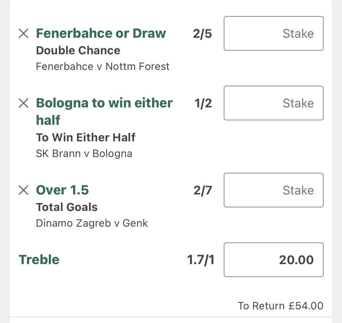 JustTheTipster_'s tweet photo. ⚽️ Europa League Treble ⚽️

Early kick off treble, some good looking games to get stuck into 

🇹🇷 Fenerbahce to win or draw
🇮🇹 Bologna to win either half
⚽️ Over 1.5 goals in Zagreb v Genk

£20 returns £54 https://t.co/iRI2czlYjM