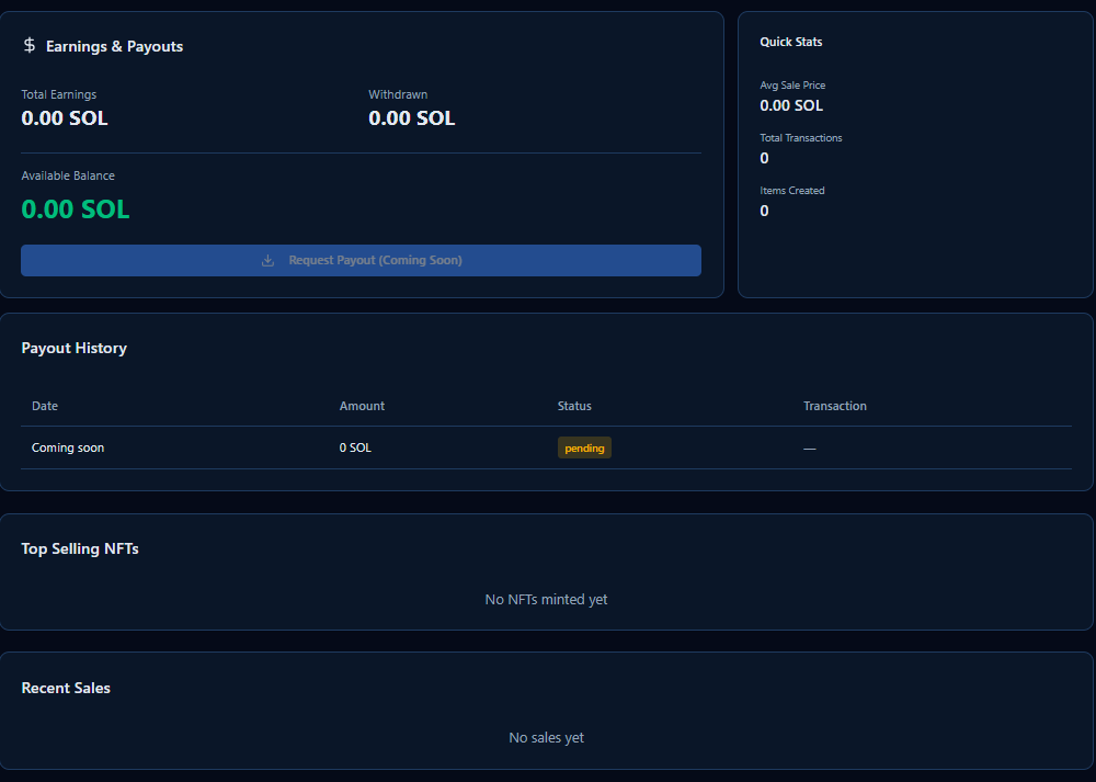 SoldiumOfficial's tweet photo. $SOLDIUM NFT MARKETPLACE IS COOKING.
The next phase is loading.
The Soldium NFT Marketplace is coming together fast, and this isn’t just another mint-and-flip platform. We’re building a real ecosystem where creators and holders actually see the numbers.
What’s coming: • Full NFT marketplace launch
• Creator analytics dashboard
• Real-time fee tracking
• Rewards monitoring for holders
• Transparent earnings data
• Built for serious builders, not hype alone
Creators will finally be able to see exactly what they earn.
Holders will see where rewards are coming from.
Everything on-chain. Everything visible.
This is the infrastructure behind the movement.
While others talk, we build.
While others launch, we scale.
While others copy, we ship.
NFTs. Analytics. Rewards. Utility.
All inside the Soldium ecosystem.
Stay locked in.
Big updates dropping soon.

$Sodmx $soldiumx.tech 
ca : 6yi6hyPp1Ubgn8iipWtDLt7Jou1zECTPm2pnheBmpump
#sodmx #sodmx #pumpfun