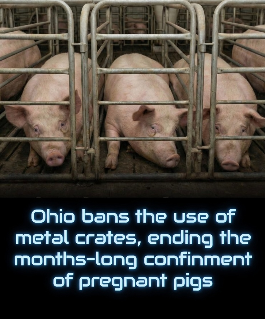 Rainmaker1973's tweet photo. Ohio has implemented a ban on the prolonged use of restrictive metal gestation crates for pregnant sows, effective as of January 2026 (following the rule's activation on December 31, 2025).

This marks the final step in a 15-year effort stemming from a landmark 2010 agreement between animal welfare advocates and major Ohio agricultural groups. The narrow metal enclosures—roughly 7 feet long and barely wider than the pig—prevent sows from turning around or fully extending their limbs during most of their pregnancy, contributing to physical issues like lameness and skin sores, as well as psychological distress shown through repetitive behaviors such as bar-biting and signs of depression.

Under the new regulations (codified in Ohio Administrative Code), gestation crates are now restricted to only a brief early phase of pregnancy—specifically to support embryonic welfare and confirm pregnancy—after which sows must be housed in group systems that allow greater movement, socialization, and natural behaviors. Note that farrowing crates (used briefly around birthing) remain permitted.

Ohio now joins 10 other states (making it the 11th) in limiting this extreme confinement practice, aligning with growing national trends seen in places like California and Michigan. The change reflects a broader shift in the pork industry toward standards informed by modern animal welfare science, balancing production needs with improved conditions for breeding pigs. This long-awaited reform highlights bipartisan and stakeholder-supported progress in reducing inhumane intensive farming methods.