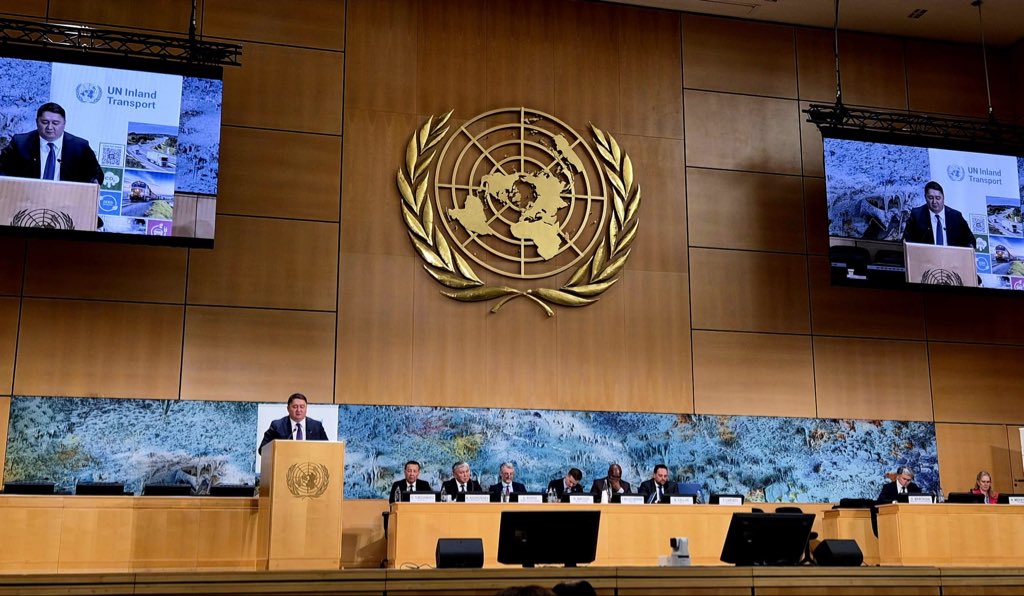 KazakhPM_UNOG's tweet photo. At @UNECE #ITC88, Vice-Minister of Transport Talgat Lastayev underscored the pivotal role of transport sector & transit corridors in 🇰🇿's economic growth, highlighted innovation efforts and reaffirmed commitment to UN transport conventions and instruments, incl. #SPECA https://t.co/3THyPpoVj6