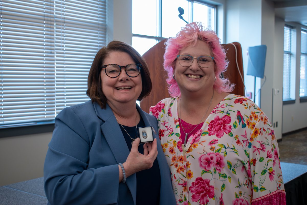 Congratulations to Tammy Jerdee, outreach and advisor for Upward Bound, on receiving a 20-year service pin in January and Marla Smith, director of student accounts, on receiving a five-year service pin in February. Each of the employees was recognized by Dr. Jennifer Methvin.