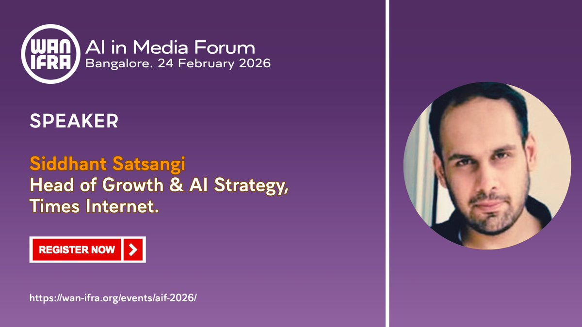 DigitalMediaIn's tweet photo. Only a few days to go until we gather in Bengaluru, India for the AI in Media Forum 2026.

If AI strategy is on your agenda this year, this conversation is essential.

📅 24 February | Bengaluru
Programme: https://t.co/f8TVkheeaM
🎟️ https://t.co/ueUhyEGaxt https://t.co/GsmjF6cOYk