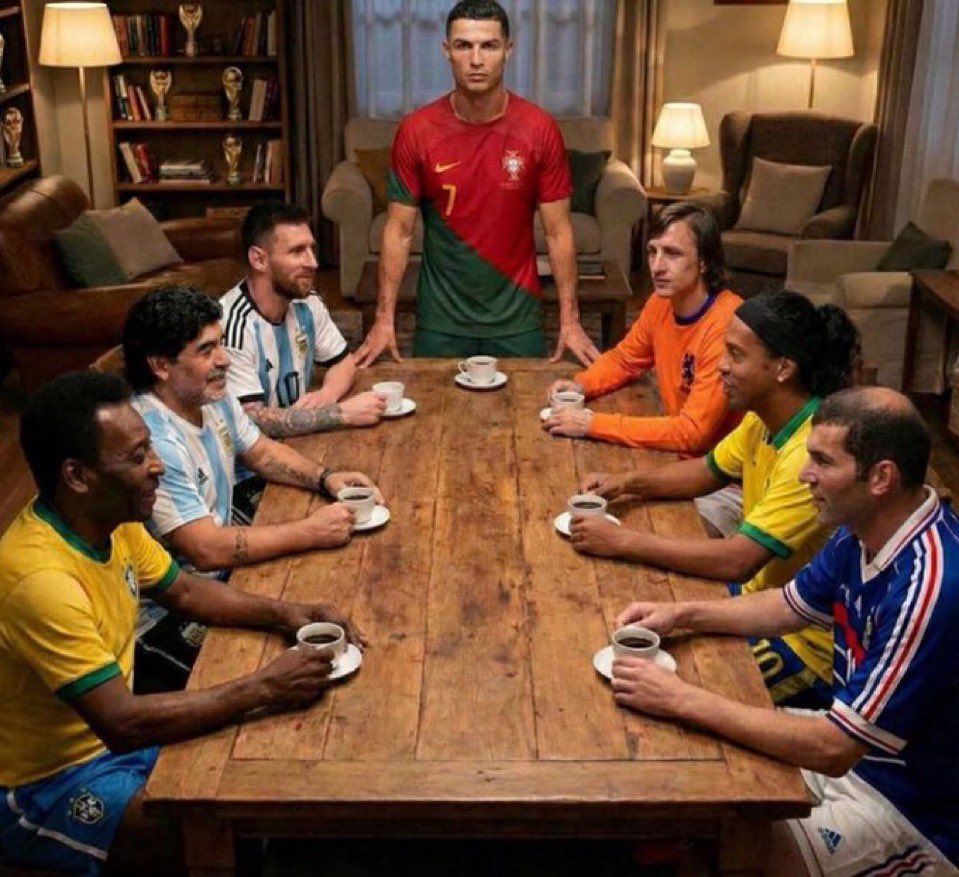 Nivel: Extremadamente difícil. 

¿ A quién levantas de la mesa para que se siente la LEYENDA Cristiano Ronaldo ?