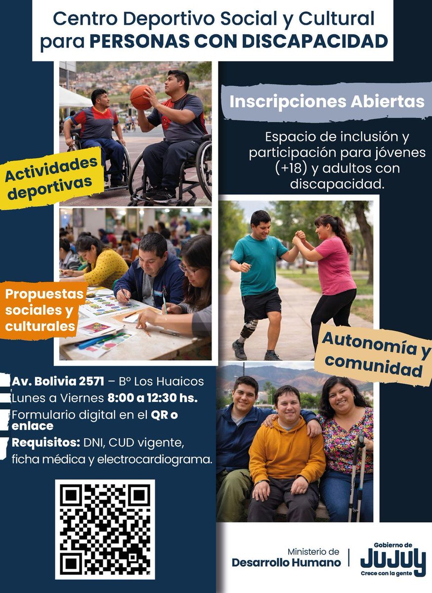 Desarrollo Humano habilita la inscripción al Centro Deportivo Social y Cultural
jujuyaldia.com.ar/2026/02/19/des…
