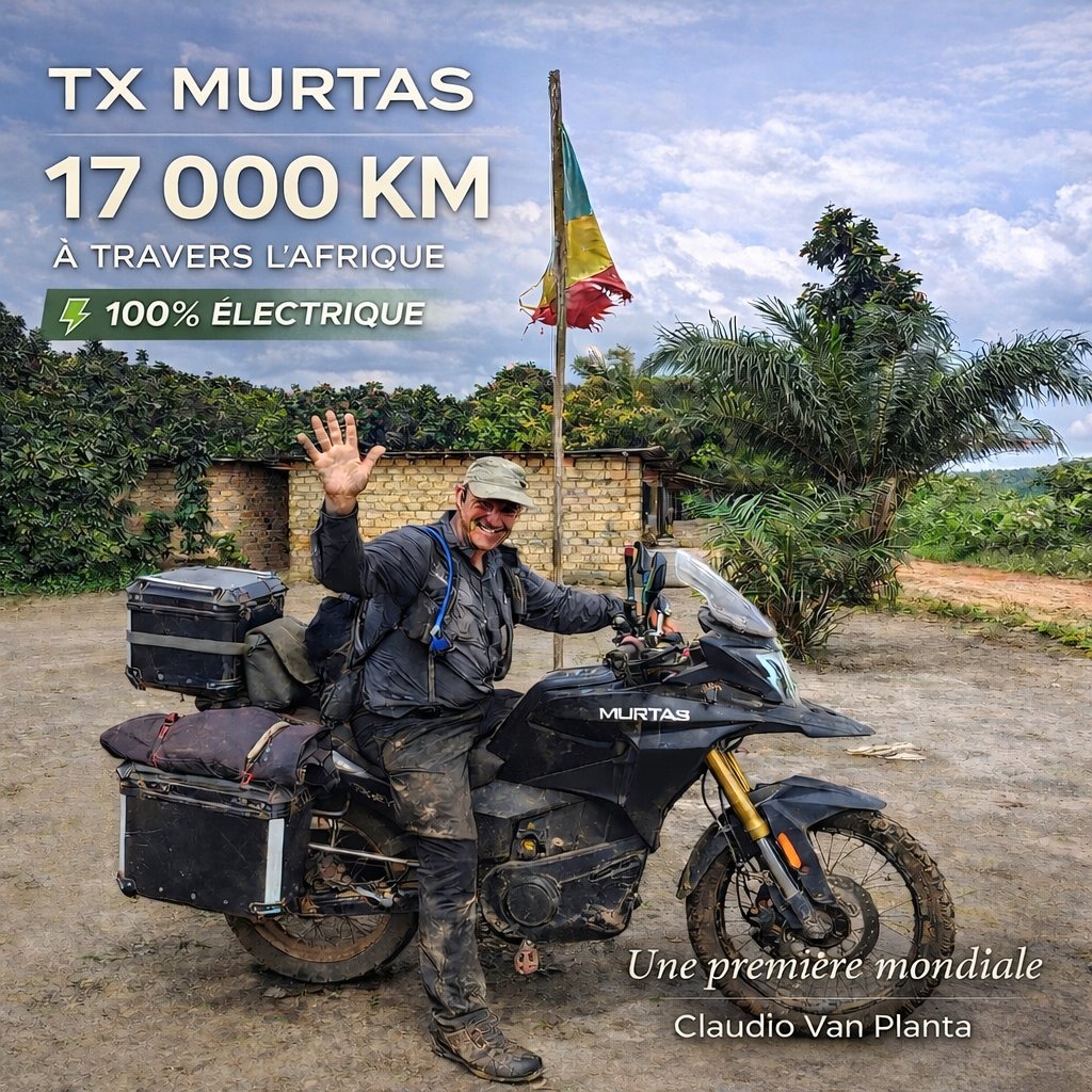 ContactMurtas's tweet photo. Ils disaient que c’était impossible.
17 000 km à travers l’Afrique.
Des pistes, du sable, de la boue, des villages, des frontières.
Et une seule énergie : 📷 l’électrique.
Aujourd’hui, la TX MURTAS 125 prouve qu’une nouvelle ère commence.
Une première mondiale.
Une aventure humaine.
Une révolution silencieuse.
#TXMurtas #100PourcentÉlectrique #Aventure #Innovation