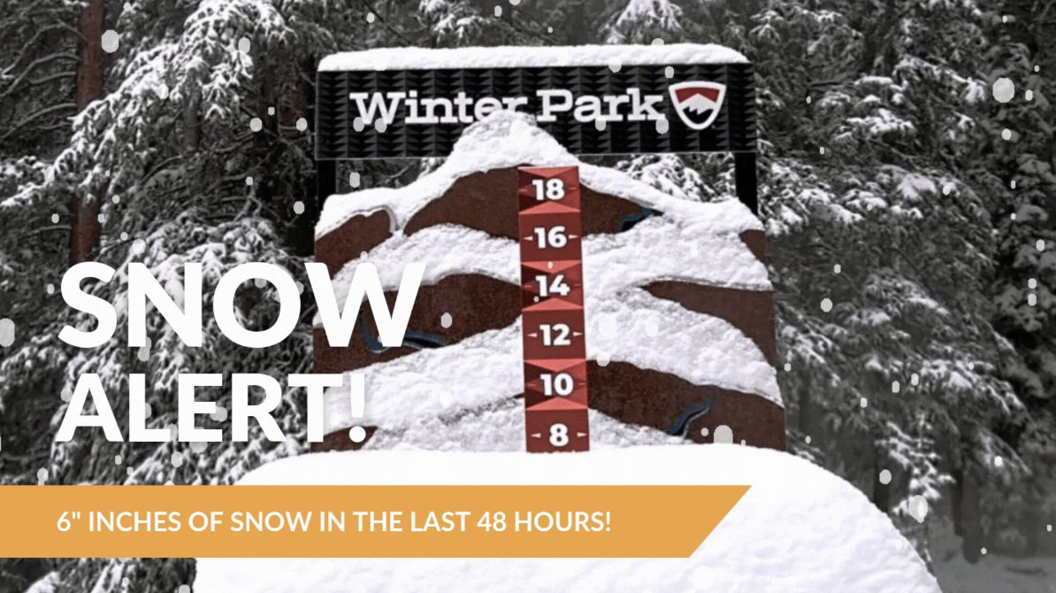 WPLodgingCo's tweet photo. It's snowing in Winter Park! Half a foot of fresh snow has fallen at Winter Park Resort in the past two days, and more is on the way this week... #winterpark #snowalert https://t.co/mr5kIICReQ