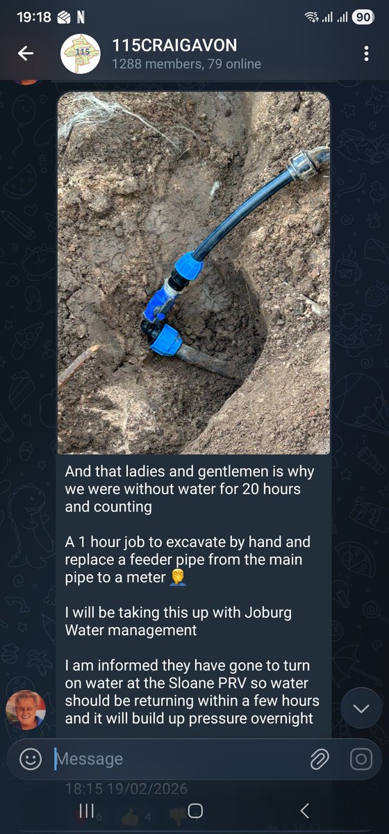 khang_smart's tweet photo. @JHBWater @JHBWater @PresidencyZA @CyrilRamaphosa this should be considered CRiMINAL offense by @JHBWater 18 hours shutdown water and its 2 min to hand fix the problem. See here what Councillor reporting. This is shameful act. https://t.co/Vgzl0PLCNs