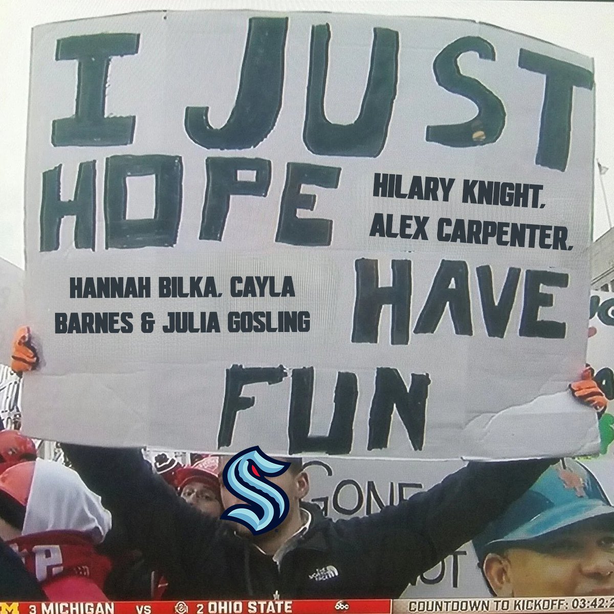 SeattleKraken's tweet photo. we're just cheering for everyone @PWHL__Seattle 🤗 https://t.co/6XCrX9474w