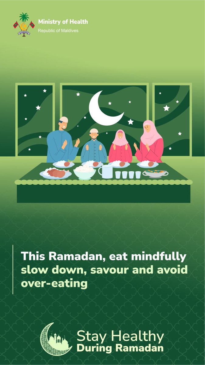 MoHmv's tweet image. A healthy fast starts with a mindful meal. Slow down and avoid over-eating. 🌙✨

#StayHealthy #Ramadan2026 #MindfulEating