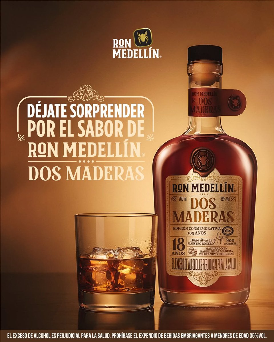 Sutil, intenso y con carácter 🍁… así es el sabor que conquista 🫧 Déjate sorprender por #RonMedellín 🧡