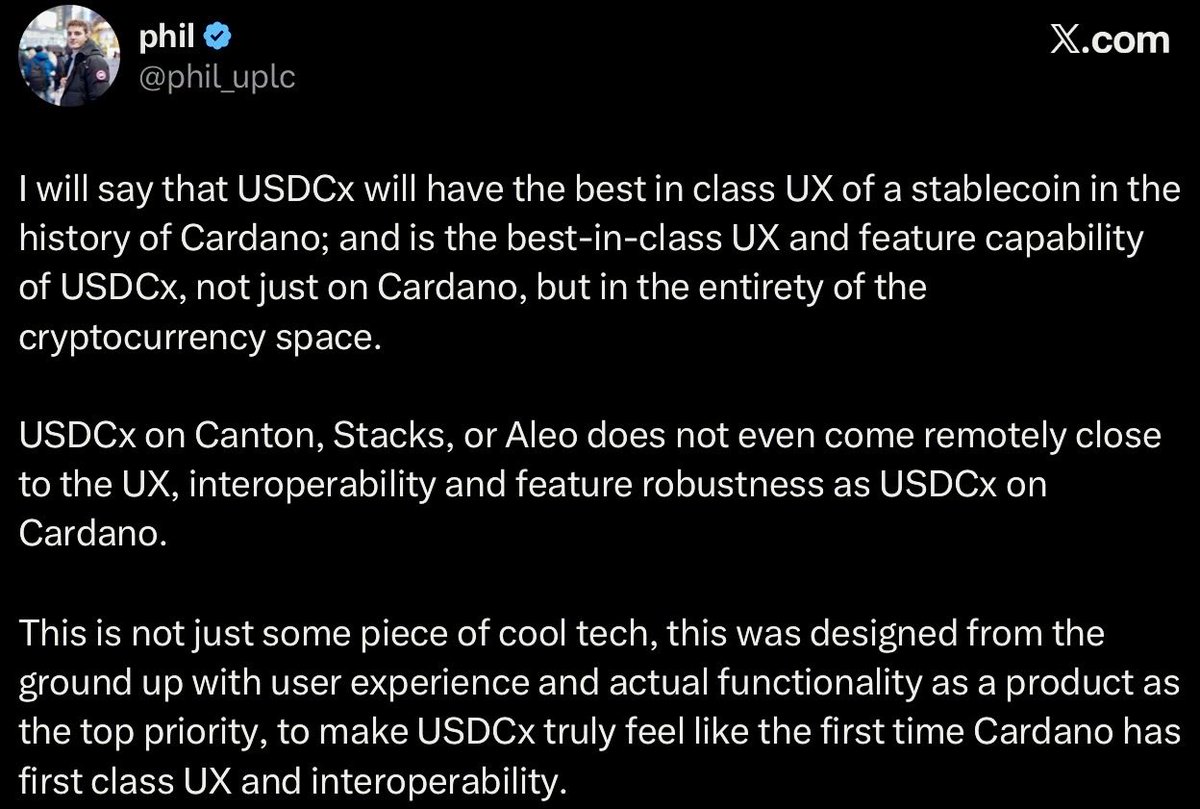 Cardano_Stefan's tweet photo. Shout out to @phil_uplc and his team! $USDCx #Cardano https://t.co/QnpHk9yI07