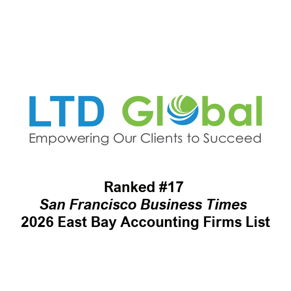 LTDGlobal03's tweet photo. Big news! LTD Global officially ranks #17 on the @SFBusinessTimes 2026 East Bay Accounting Firms list!

From accounting to HR, we’re proud to support the East Bay economy. Huge thanks to our amazing team and clients for making this possible!

#Accounting #EastBay #SFBusinessTimes https://t.co/a1tp44hy5t
