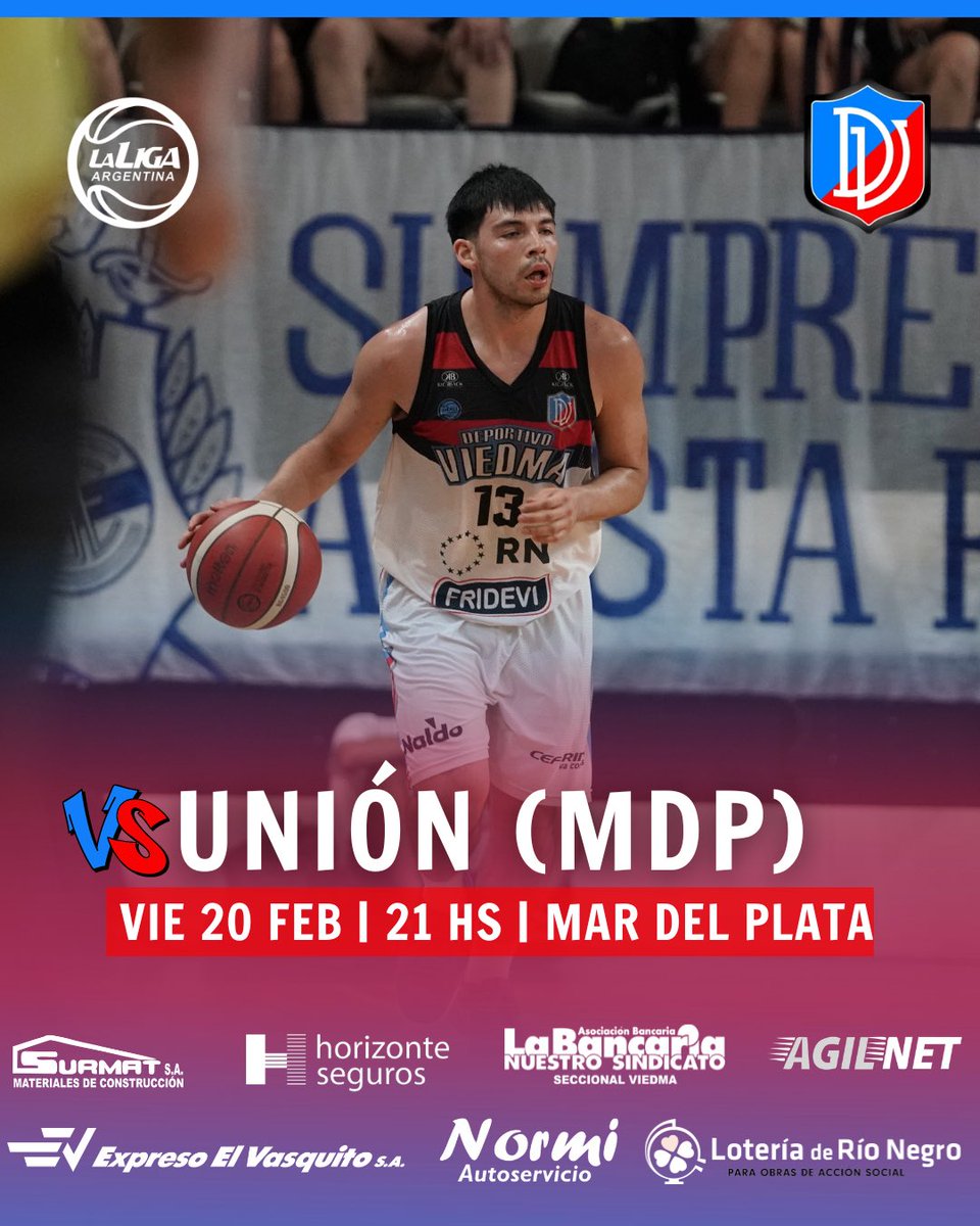 DepoViedmaOK's tweet image. #LaLigaArgentina 🏀 ¡MAÑANA J𝘂𝗲𝗴𝗮 𝗩𝗶𝗲𝗱𝗺𝗮! 💪

🏀 #LaLigaArgentina - Fecha 24
🗓️ Viernes 20 de febrero
⏰ 21 hs
🆚 Unión de Mar del Plata
🏟️ Jorge Ferrero - Mar del Plata
⏯️ Vivo por #Basquetpass
📊 App de la CABB

¡Dale Viedma! 🖤💙❤️