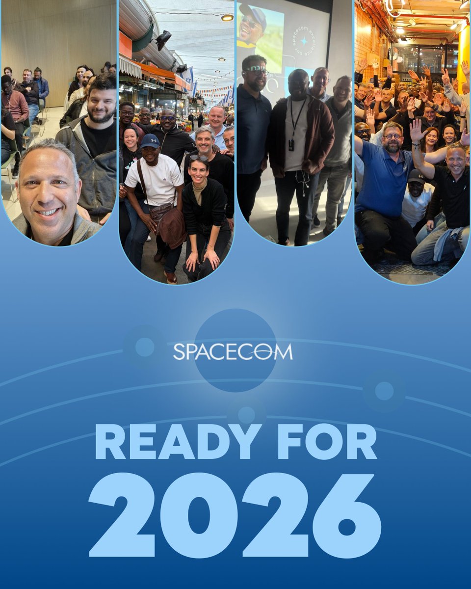 AMOSSpacecom's tweet photo. Three intense days, one unified mission. We officially launched 2026 with our entire global team! With every department at Spacecom connected in one room, ideas fly higher than any satellite in orbit. Aligned, energized and ready for a record-breaking year. 
2026 Here We Come! https://t.co/08rrVeWvY0