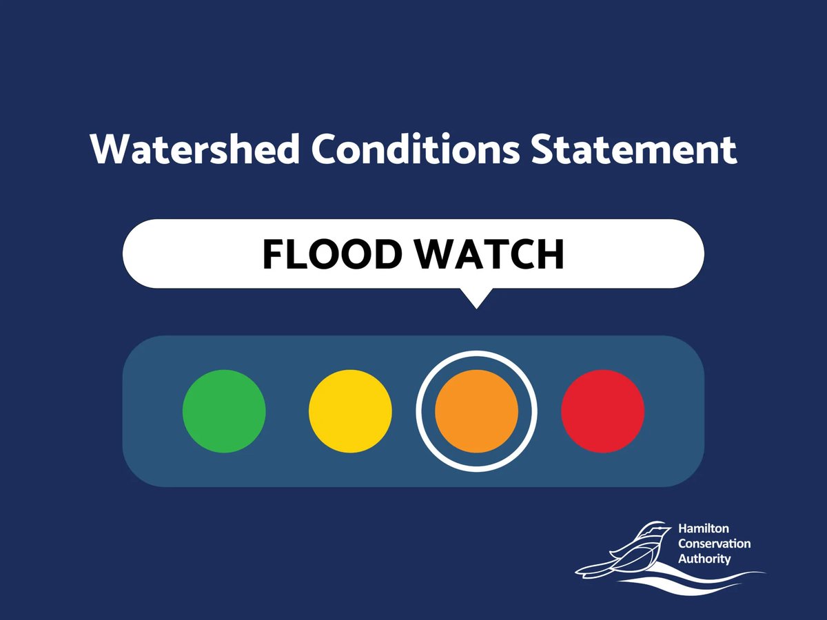 Flood Watch issued for HCA watershed. Rising water levels and flows from rainfall, snowmelt and possible thunderstorms may result in flooding in low-lying areas and increased hazards around rivers and creeks. Please use caution and stay well back from water.