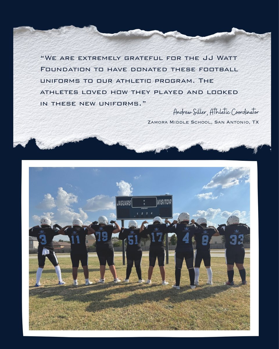 WattFoundation's tweet photo. Zamora Middle School in San Antonio, TX received $4,763.20 for football uniforms. #DreamBigWorkHard https://t.co/XcQ9aGwUQO