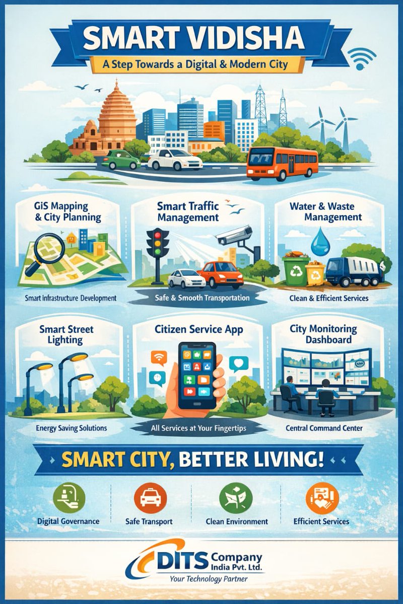 ditscompany's tweet photo. ✅ GIS-Based Urban Planning &amp; Mapping
✅ Smart Traffic &amp; CCTV Surveillance System
✅ Digital Governance &amp; e-Office Implementation
✅ Public Wi-Fi Zones &amp; Digital Infrastructure
✅ Smart Waste Management &amp; Green Energy Solutions
✅ Citizen Mobile App for Complaints &amp; Services https://t.co/E2eIwicdxx