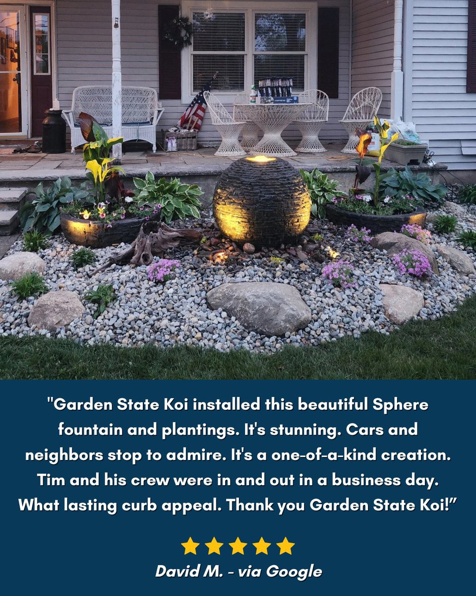 GardenStateKoi's tweet image. Thank you for letting us bring your water feature vision to life ⭐ #FountainBuild #OutdoorOasis #LandscapeDesign