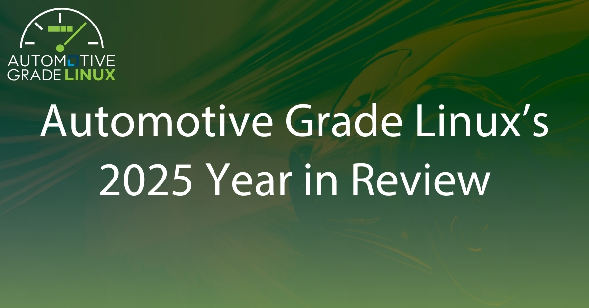 autogradelinux's tweet photo. The automotive industry made great strides in open source adoption in 2025!

From launching SoDeV to releasing UCB 20.0, the AGL community advanced SDV platforms and ecosystem adoption.

Read the 2025 recap: https://t.co/yhtMGm1AuP

#AutoGradeLinux #OpenSource #SDV https://t.co/WCTaftcD9X
