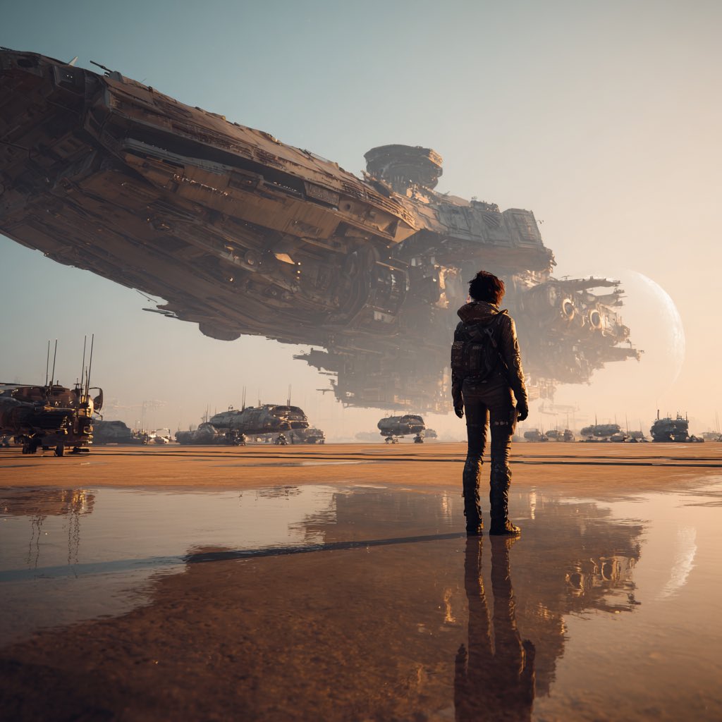 Unique930's tweet photo. QT or Share Your SciFi Art
“Departure to a Distant Moon”
#AIart #departure #distantmoon #scifiart #scifi #aiartcommunity https://t.co/vXhll8DWYC
