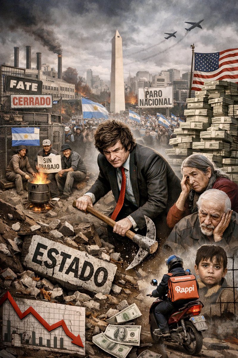 LA  ARGENTINA  DE  MILEI

El topo que vino a destruir el estado, y hasta ahora, ha cumplido.

Argentina está hoy en paro. El cuarto desde que el experimento libertario tomó la Casa Rosada. No es una anomalía: es un síntoma. Cuando un país se detiene con esta frecuencia, no