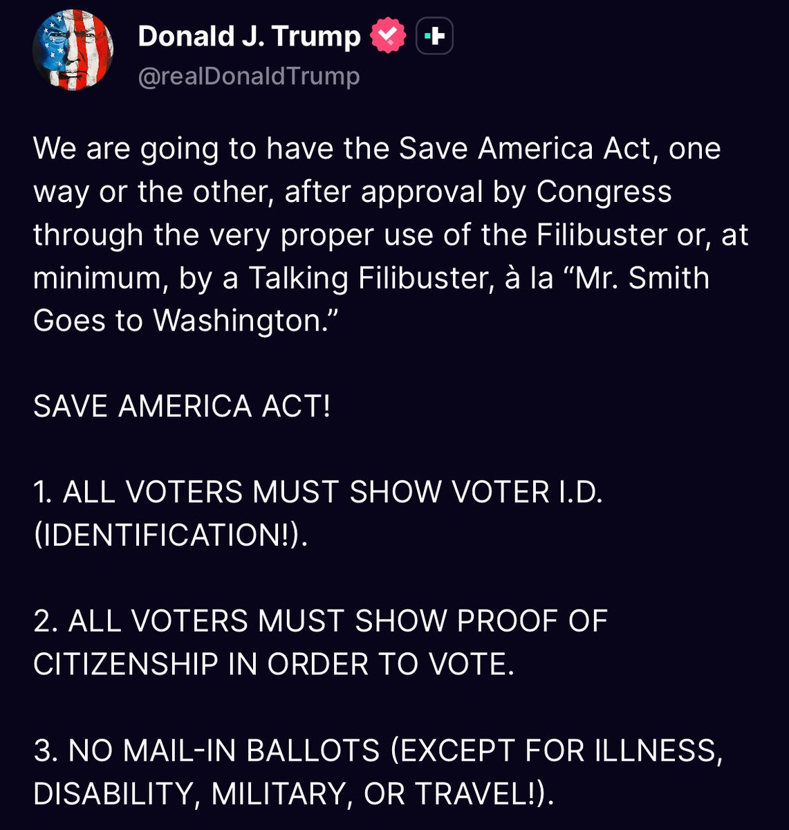 Pass the SAVE America Act!! <a href="/LeaderJohnThune/">Leader John Thune</a>