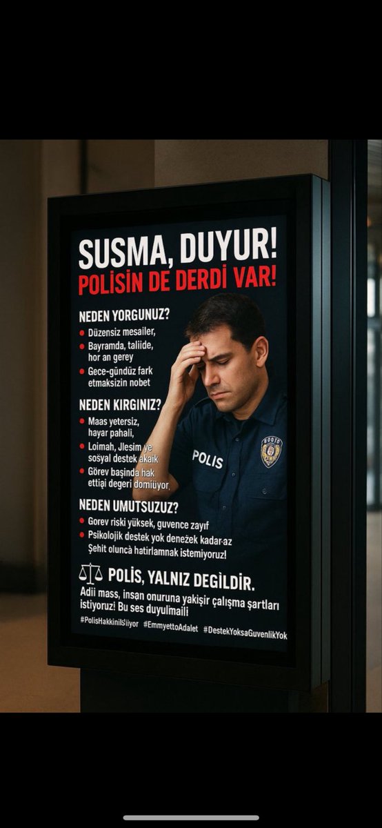 Polis Meslek Kanunu çıkartacak, polis intiharlarını soruşturacak. Mobingi bitirecek. 

 #PoliseBakanYokMu