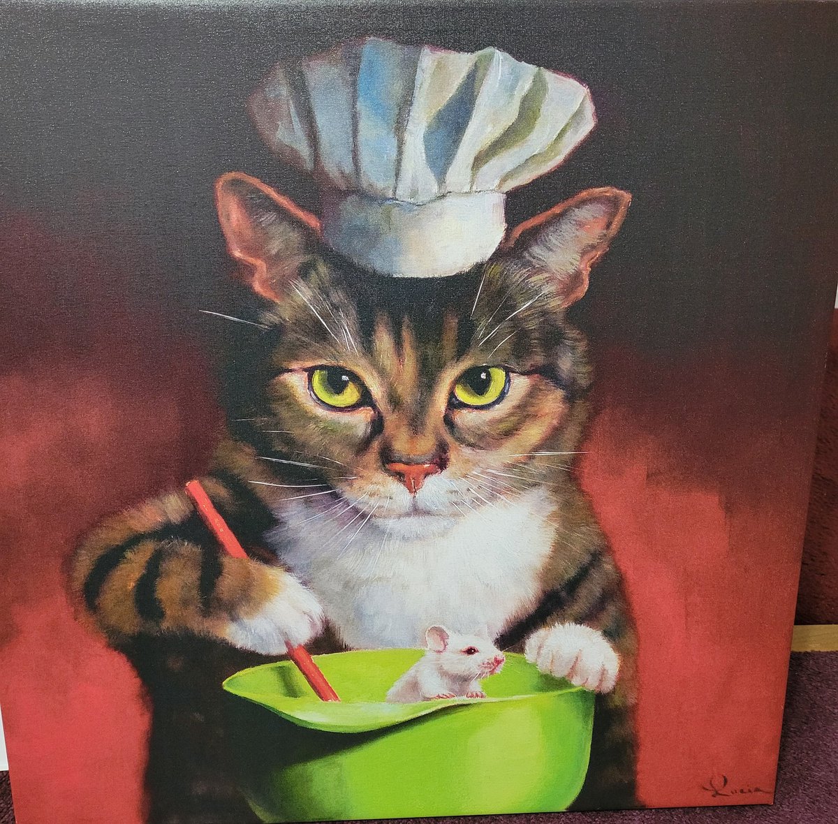 This beauty is getting hung in the kitchen as soon as the frame for it arrives. I know what you're thinking... and no, it's not a Picasso.😆🤣