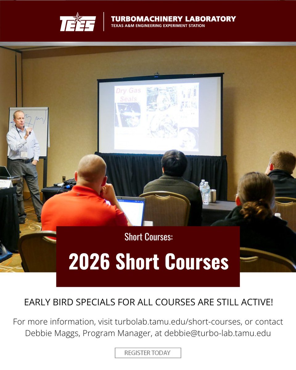 TurboLabTEES's tweet photo. There’s still time to sign up for our 2026 Short Courses! Secure your spot today and take advantage of our early registration discount while it's still available.

To view course syllabi, schedule and registration visit https://t.co/oLFytAoMUu

#TEESTurboLab #continuingeducation https://t.co/SsyGTmlwHP