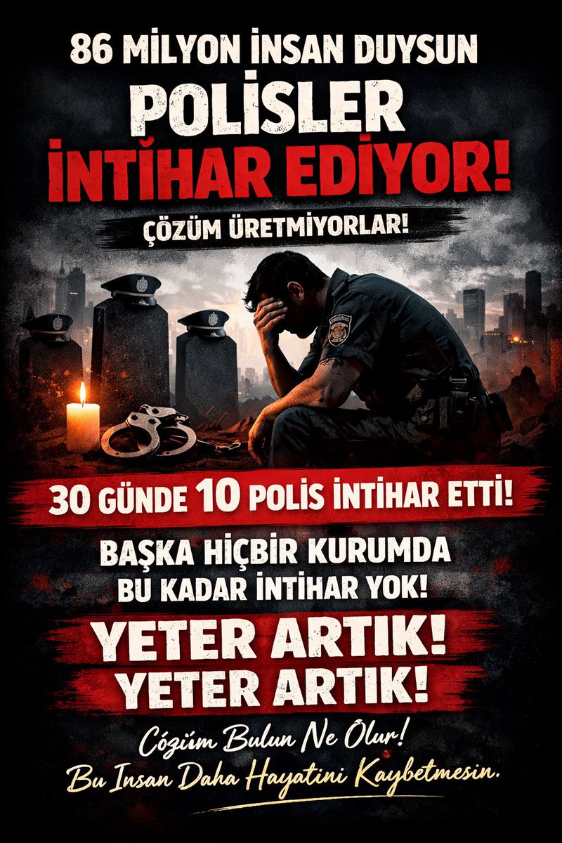 Bu etiketi gören herkesten hastage destek olmasını en azından 2-3 twit atmasını bekliyoruz. 1 polis daha intihar etmesin diye sesimizin duyulmasında size ihtiyacımız var 🇹🇷 #polis  #PoliseBakanYokMu
