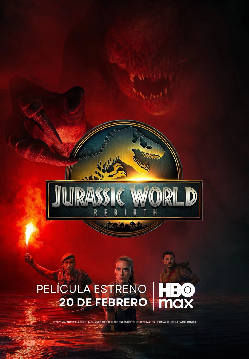 HBOMaxNews_LA's tweet photo. Jurassic World: Rebirth llega el 20 de febrero a HBO Max. https://t.co/CT3BRBynrq