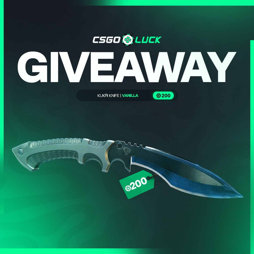 🎁 Kukri Knife | Vanilla ($200)

➡️ TO ENTER:

✅ Follow me &amp; <a href="/officialcsluck/">CSGOLuck.com</a>
✅ Retweet
✅ Tag a friend

⏰ Giveaway ends in 7 days!