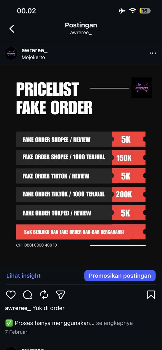 reniegmy's tweet photo. Open Jasa Fake Order Shopee &amp; Tiktok
Ribuan Terjual OK ✅
Rating Ulasan OK ✅

testimoni bisa mampir di instagram : @awreree_

#jasafollowershopee #jobreceh #jasafakeorder https://t.co/SQq8Jse73V