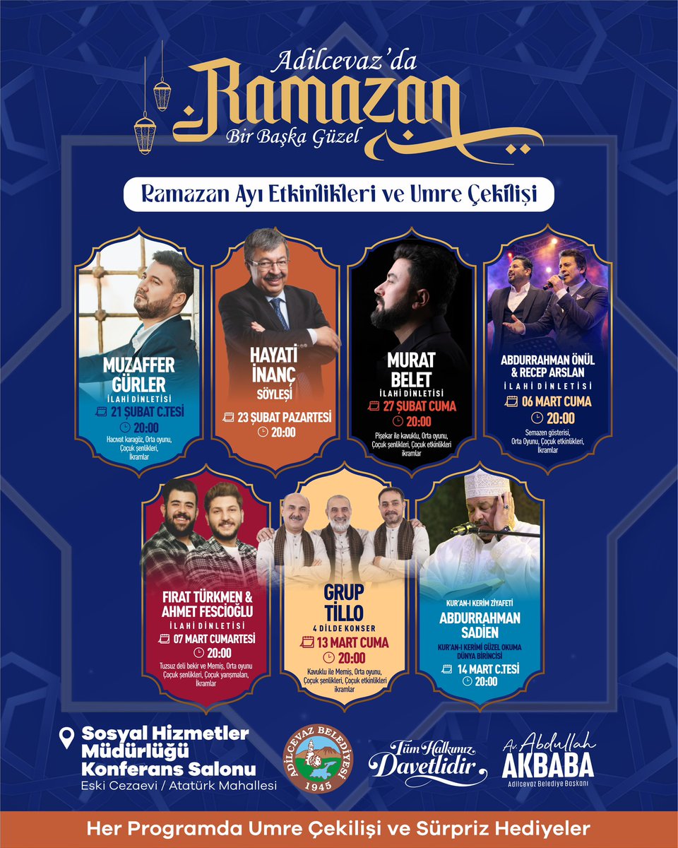 Ramazan yine Adilcevaz’da güzel 🌙

Etkinliklerimiz, söyleşilerimiz, umre çekilişi ve sürpriz çekilişlerimizle bütün hemşehrilerimi Ramazan ayının heyecanını birlikte yaşamaya davet ediyorum…