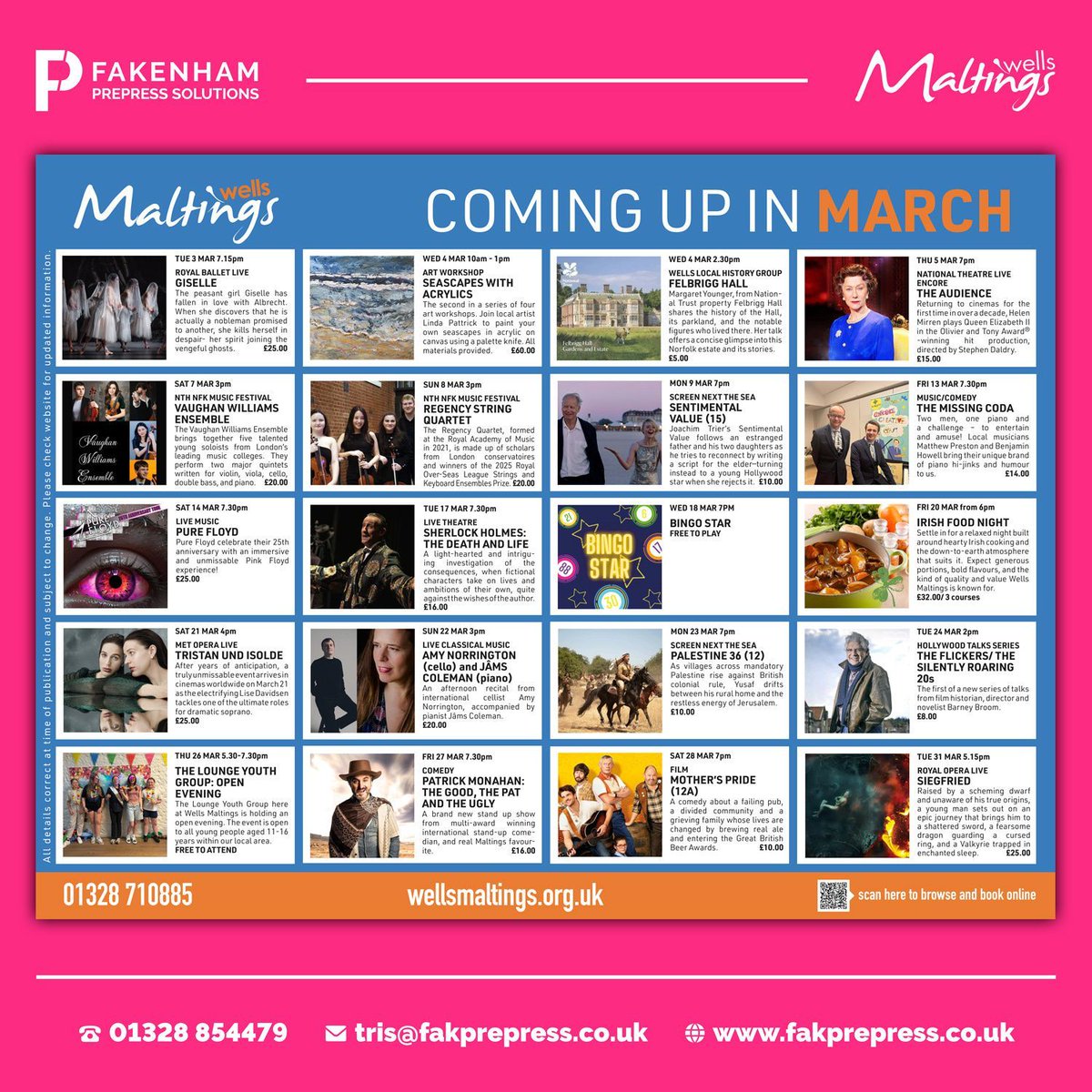 Every month, we update and print the 𝐖𝐞𝐥𝐥𝐬 𝐌𝐚𝐥𝐭𝐢𝐧𝐠𝐬 monthly events poster. 📆

#websites #webupdates #design #print #branding #logo #advertising #canvas #photo #fakenham #northnorfolk #norwich #norfolk #supportlocal