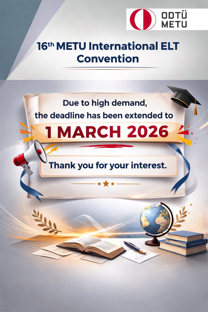 metueltconv's tweet photo. Due to high demand from our colleagues, we have extended the proposal submission  deadline to March 1, Sunday, 11.59 pm 🥳

Thank you for your interest! 😊 Looking forward to seeing you all in May! 🤗 https://t.co/EWG6nNrevA https://t.co/pxlK4WjtvH