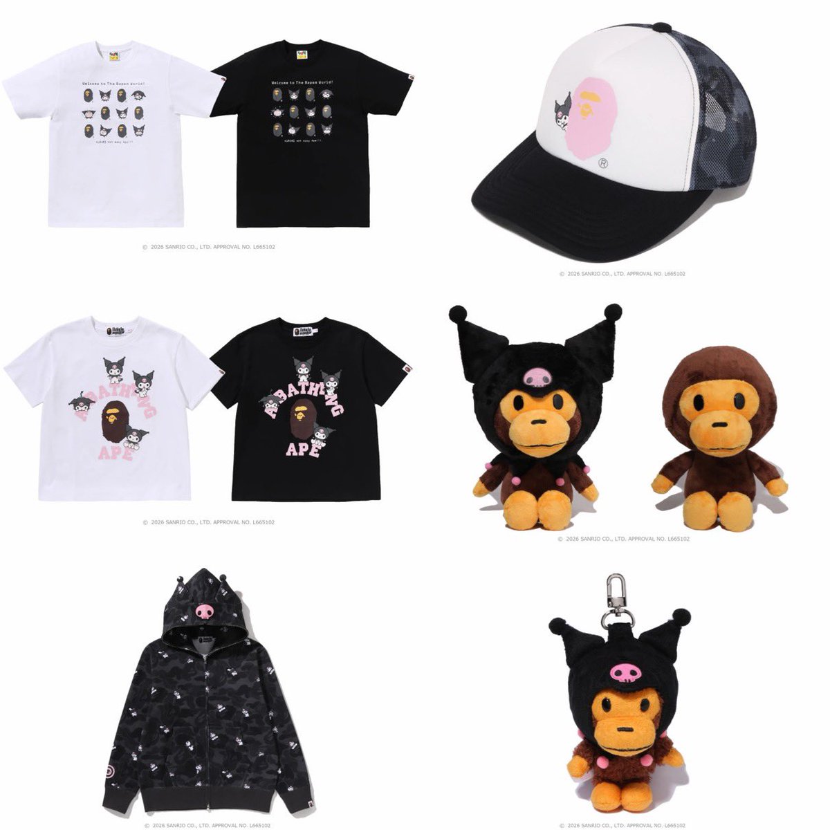 JustFreshKicks's tweet photo. BAPE x Sanrio (2026) 🎀 https://t.co/YSVufoyVNR