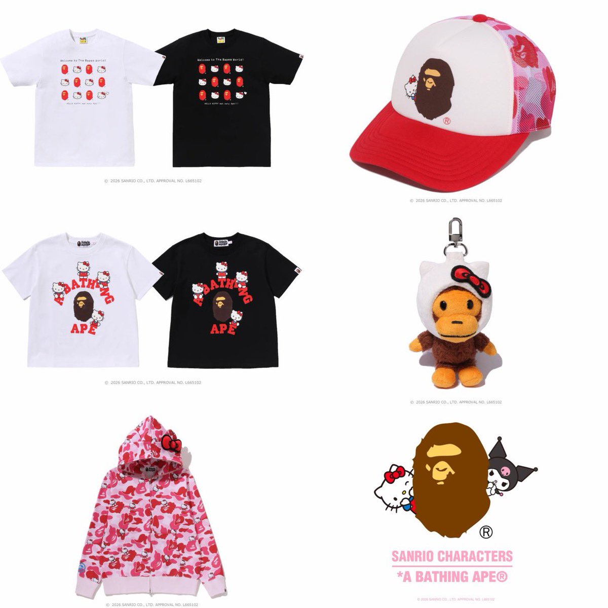 JustFreshKicks's tweet photo. BAPE x Sanrio (2026) 🎀 https://t.co/YSVufoyVNR