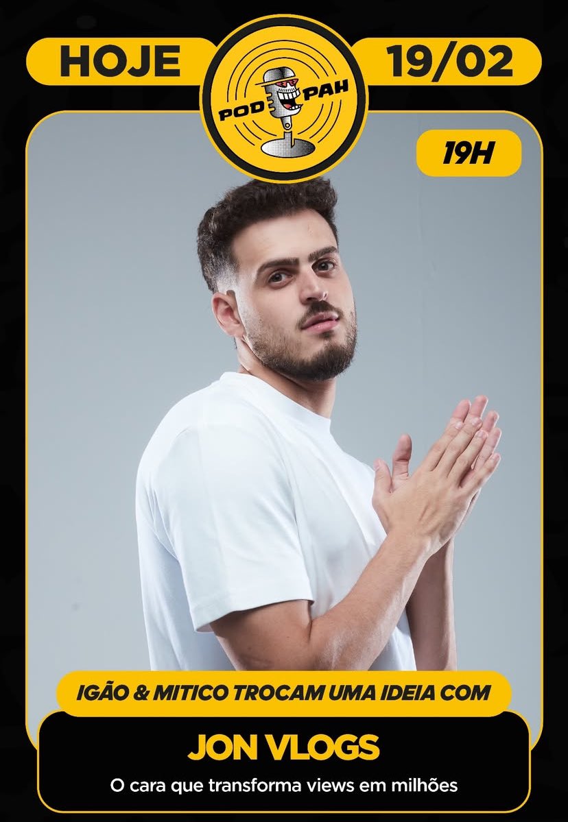 DailyJonVBRA's tweet photo. Hoje a partir das 19hrs temos @Jonvlogs no @Podpah 🫡🎙️💛

🔗 https://t.co/A8eeIbwJGo https://t.co/Wh9x5ktDBp