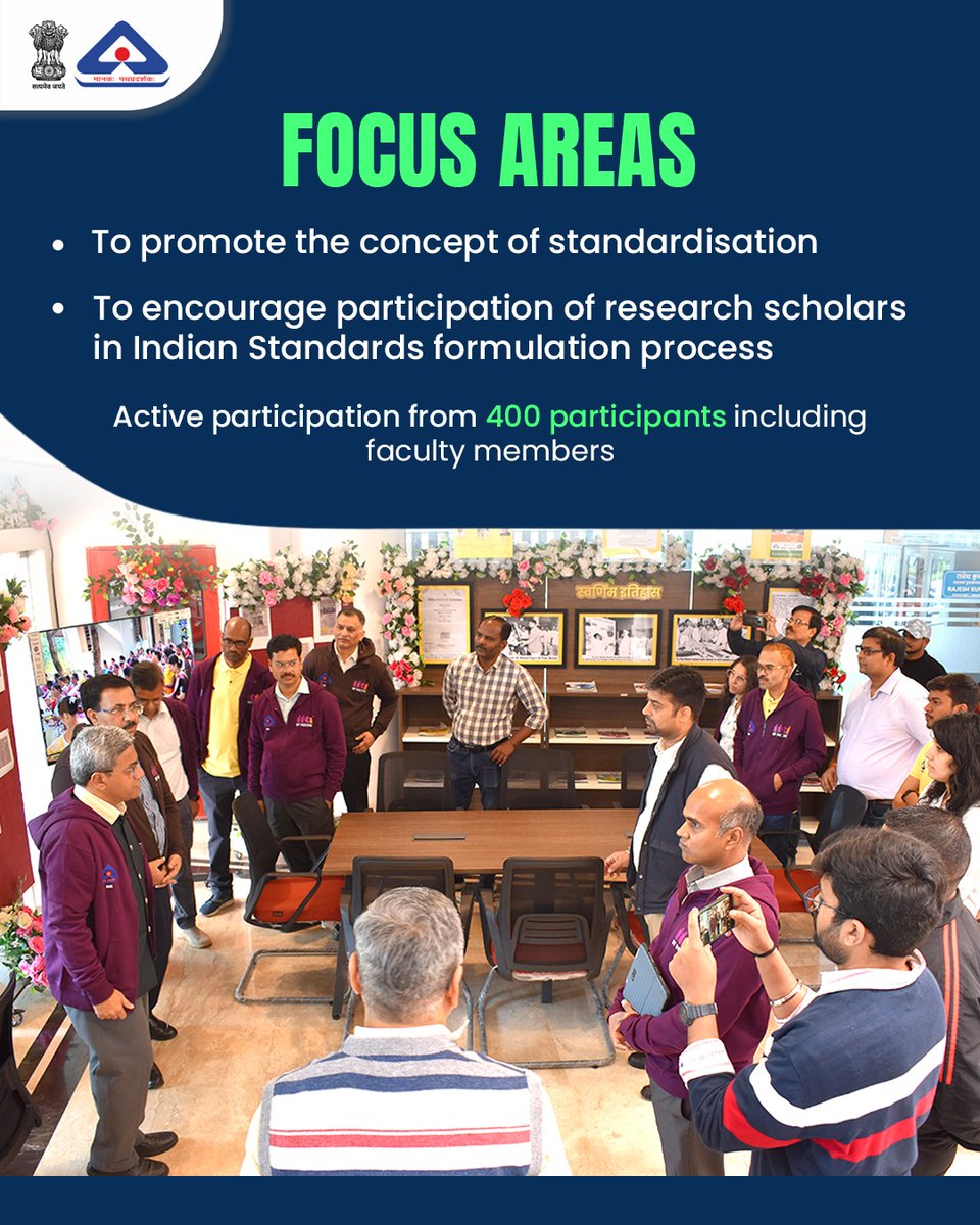 IndianStandards's tweet photo. BIS, in collaboration with Indian Institute of Technology Indore, organised a One-Day Workshop to promote standardisation and encourage research scholarsโ participation in Indian Standards formulation.
#IndianStandards #bis #bissafety #IITIndore #biscorner #StudentChapter https://t.co/AZE9JsLrih