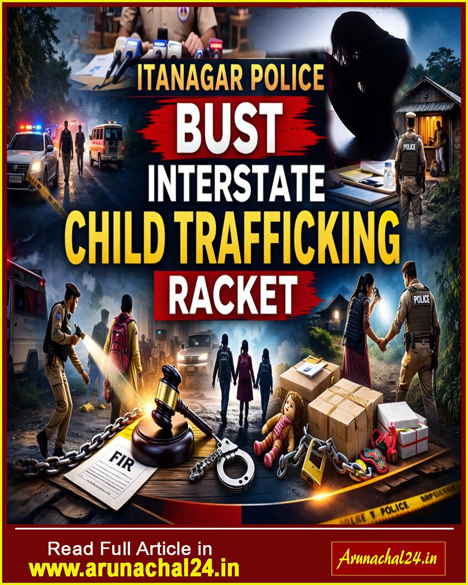 Arunachal24in's tweet image. Itanagar Police bust Assam–Arunachal child trafficking racket, rescue 3 minors and arrest 6 accused after injured child exposes network. 

Read More-  arunachal24.in/arunachal-itan…

#Arunachal #Itanagar #ChildTrafficking #CrimeUpdate #NortheastIndia