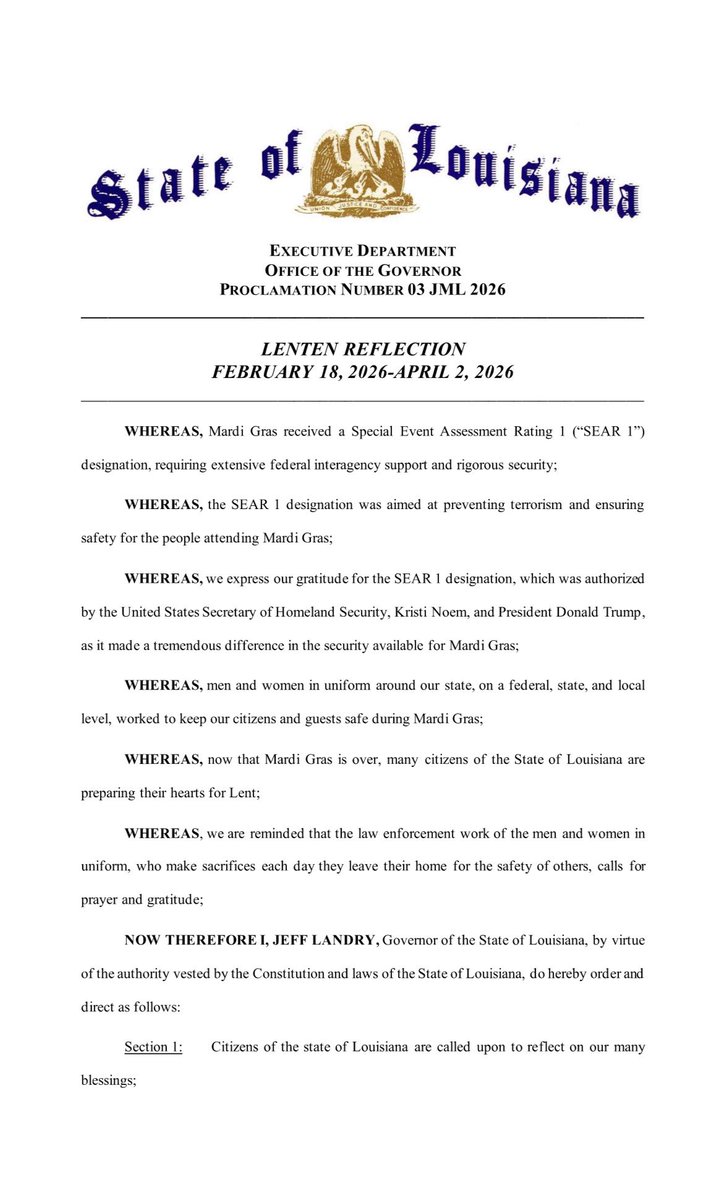 Governor Jeff Landry tweet media