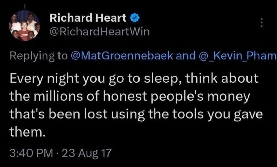 <a href="/iambroots/">MOON KING B-ROOTS</a> <a href="/RichardHeartWin/">Richard Heart</a> By his own standards he is a scammer