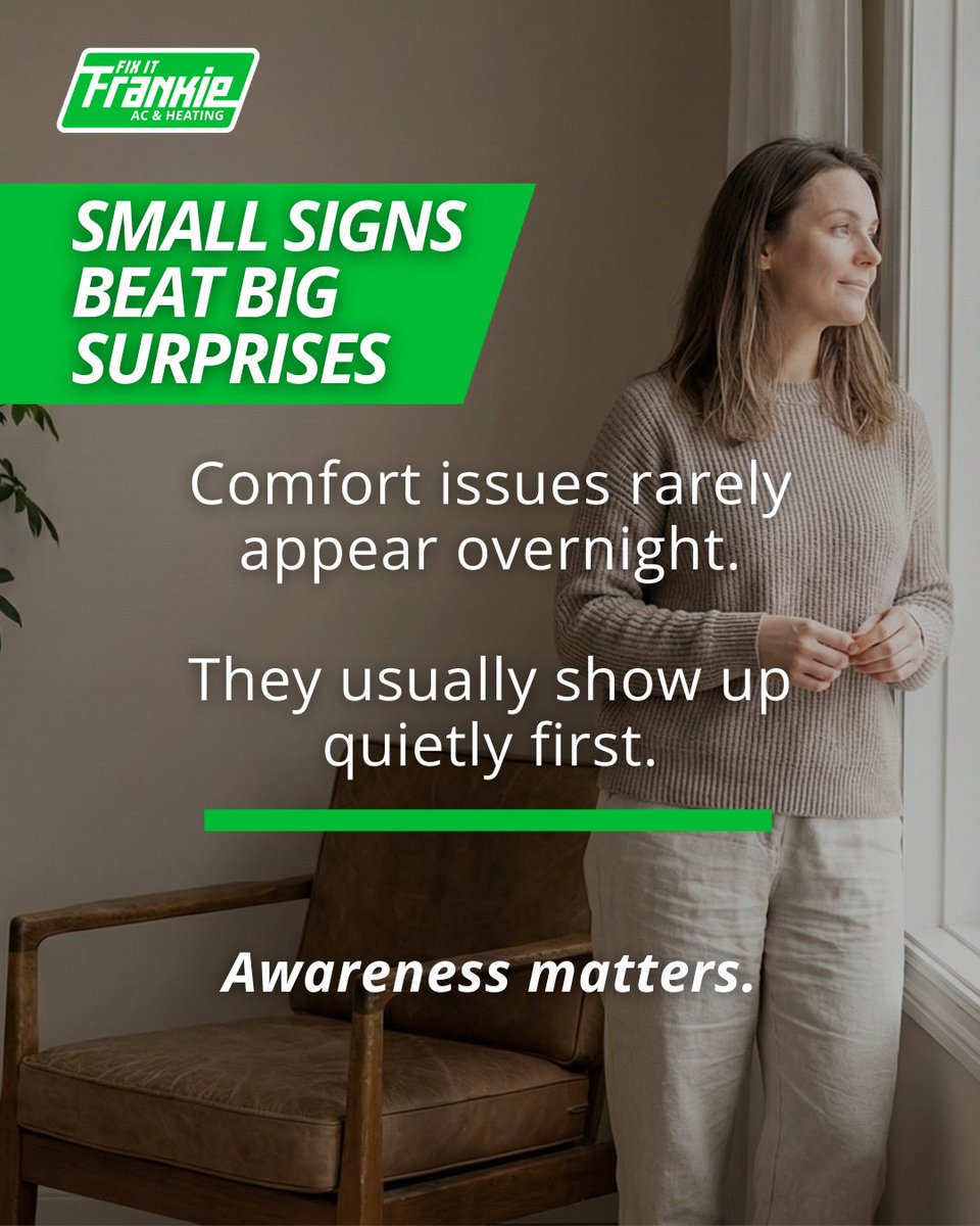 frankiecanfixit's tweet photo. Most problems don’t start as emergencies.
They show up gradually, in airflow, sounds, or response time. Noticing those small changes early keeps decisions calmer and simpler later on.
Paying attention is often the smartest first step.
#PreventiveCare #HomeComfort #FixitFirst https://t.co/CNwY76NjZn