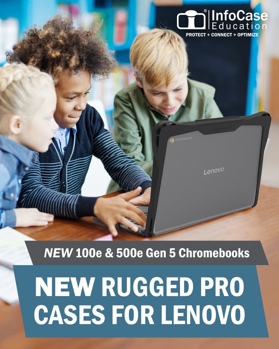 #New devices deserve ready-for-anything protection.🚀

We’re announcing brand-new InfoCase solutions for the <a href="/Lenovo/">Lenovo</a> 100e Gen 5 Chromebook and Lenovo 500e Gen 5 Chromebook (both 11 and 12-inch models).

Inventory arrives soon!📦💻

#ProtectConnectOptimize #K12 #Chromebook #EdTech