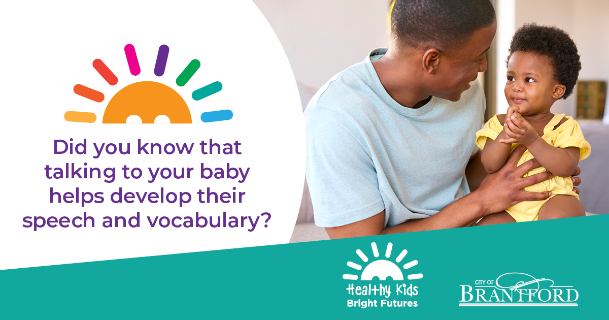 Did you know that talking to your baby helps build their brain for speech and vocabulary? You can support your children's communication skills by:

🗣️ Narrating everything you do
🤔 Asking open-ended questions
🎶 Singing songs and reciting rhymes

The more words a baby hears in