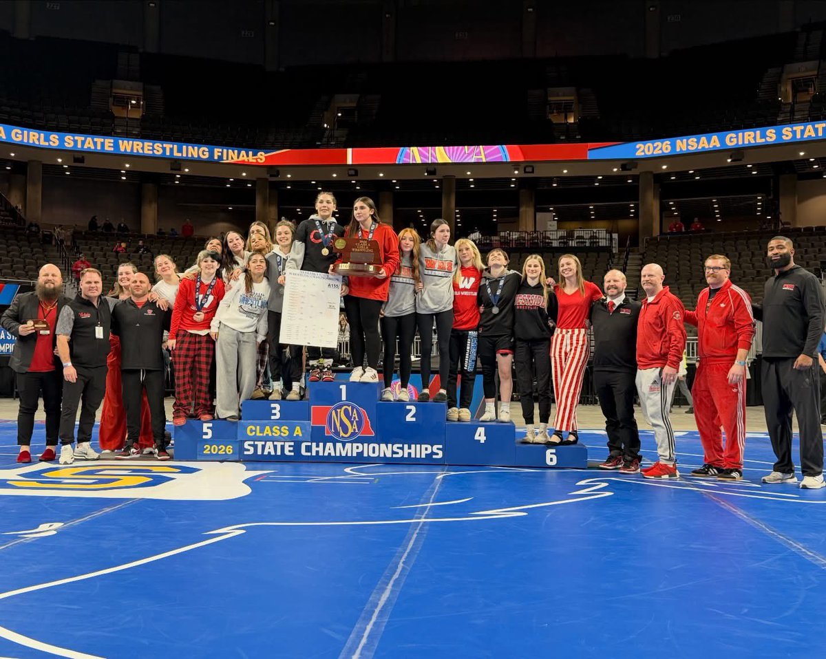 WHSGirlsWrestle's tweet photo. 2026 NSAA Girls Class A State Champs! 

Super special group that rallied together and overcame some adversity and brought home a championship!

Addeline Graser- State Champ!!
Mara Vanderpool- 🥈
Ireland Dyer- 🥈
Gabriell Price- 🥉
Macy Barber- 🥉
Jayden Jones- 6th https://t.co/gwYWQRo4Ar